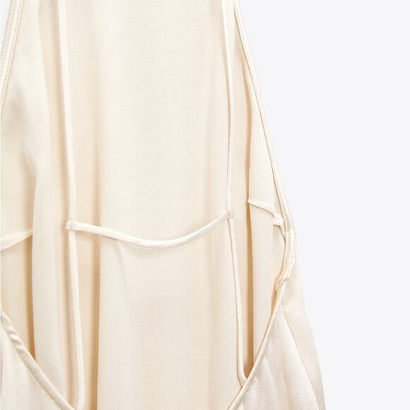 ZARA SATIN EFFECT HALTER DRESS ECRU - Picture 11 of 12